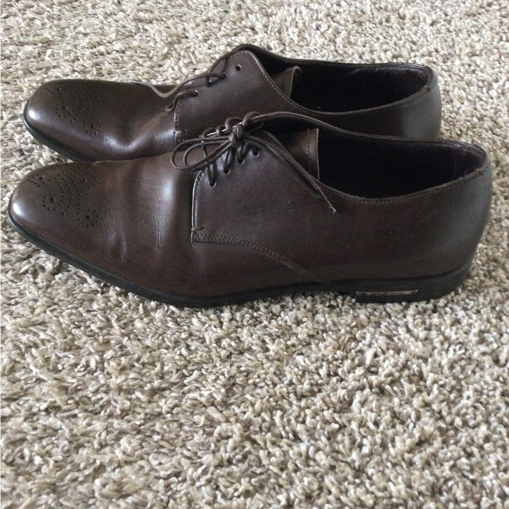 Prada Brown Oxfords Leather Lace-Up - Picture 4 of 8